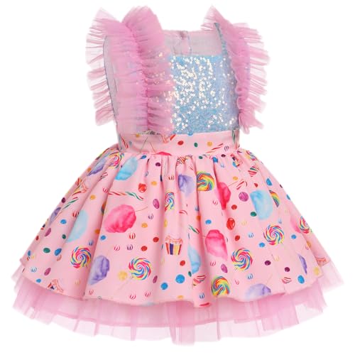 IBTOM CASTLE Toddler Girls Birthday Party Dress Strawberry Candy Embroidery Princess Tulle Wedding Pageant Fancy Sundress2