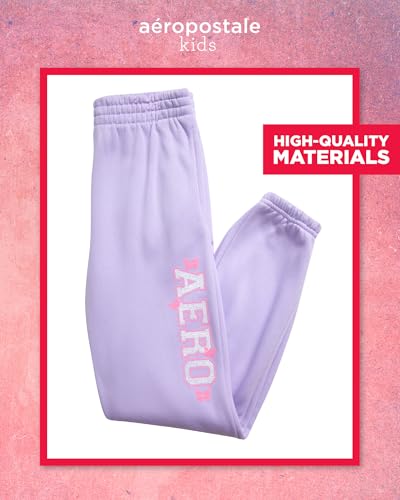 AEROPOSTALE Girls Activewear Set - Short Sleeve Jersey Cotton Shirt & Fleece Jogger Pants - 2 Piece Girls Sweatsuit, 7-164