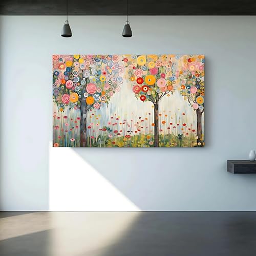 Impression sur toile Klimt arbre abstrait haute définition, peinture florale 40 x 60 cm