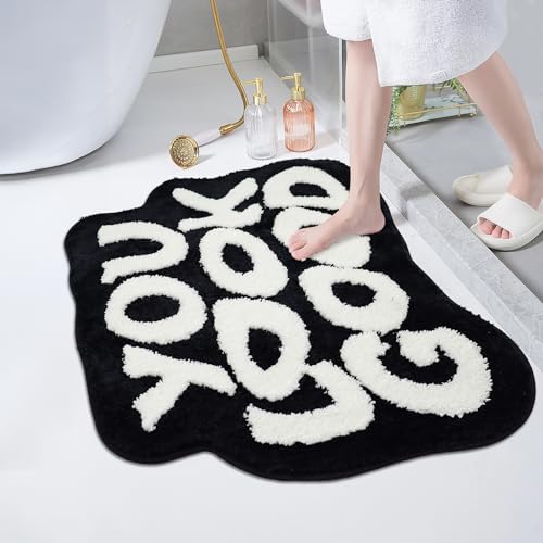 Oturgor You Look Good Badematte, Schwarz und Weiß, Badezimmerteppich, lustige Badezimmer-Dekoration, coole Teppiche… – Ansicht 3
