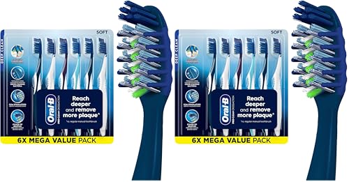 Image of Oral-B Pro Clean Cross Action Toothbrushes, Deep Plaque Removal, 6 Count (Pack of 2)