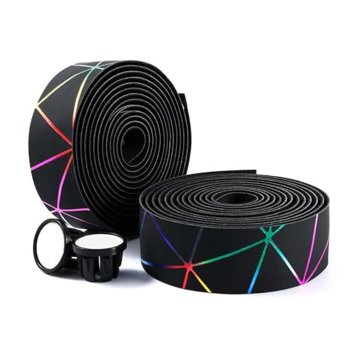 SPYMINNPOO 2 Stück Fahrrad Lenkerband, Bunte Linien Lenkerbänder Anti-Rutsch Radlenkerband Rennrad Lenkerband Sport & Freizeit
