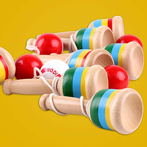 Haconba 8 Pack Wooden Catch Ball Game Ball Catching Cup Vintage Catch Games for Kids Hand Eye Coordination Educational Game, White and Red