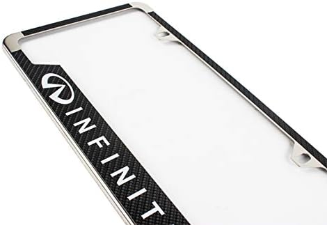Lolosale Carbon Fiber Vinyl Decal Stainless Steel Metal Sport License Plate Frame Cover Holder for Infiniti (2)