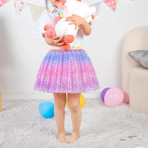 Image of KEREDA Toddler Girls Layered Tutu Skirt Sparkling Sequin Tulle Dance Skirts