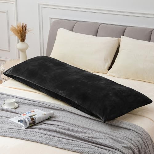 Image of BEDELITE Body Pillow Cover with Zipper, Black, 20x54 Inch, 1 Pack