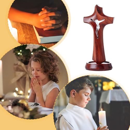 Cruz para mesa decorativa de madera y estatua cristiana para salones 4