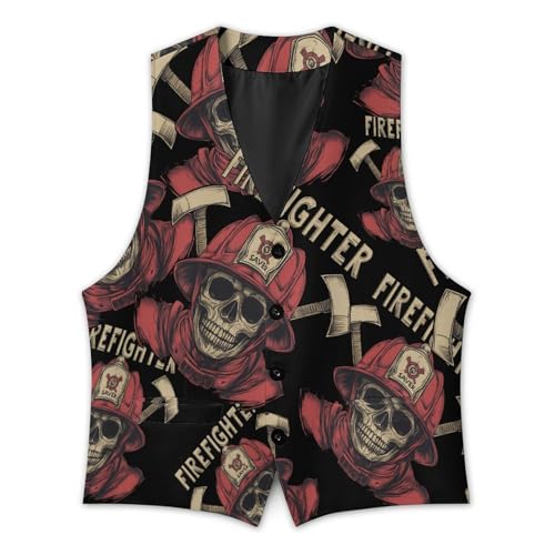 Firefighter Men's Formal Suit Vest for Business Formal Or Casual Dress Waistcoat Wedding3