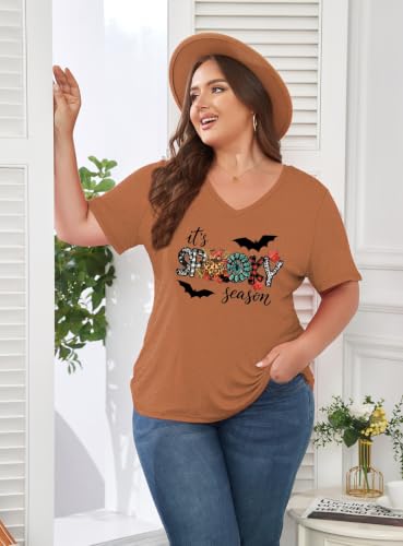 Image of ForHailey Women's Plus Size V Neck Tops Summer Short Sleeve T Shirt