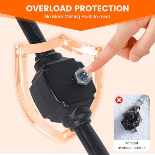 Image of Overload Protector 30 Amp to 50 Amp RV Adapter with Circuit Breaker | NEMA TT-30P to NEMA 14-50R, Electrical Power Adapter with LED Power Indicator, RV Dogbone Adapter Cord, 18 Inch