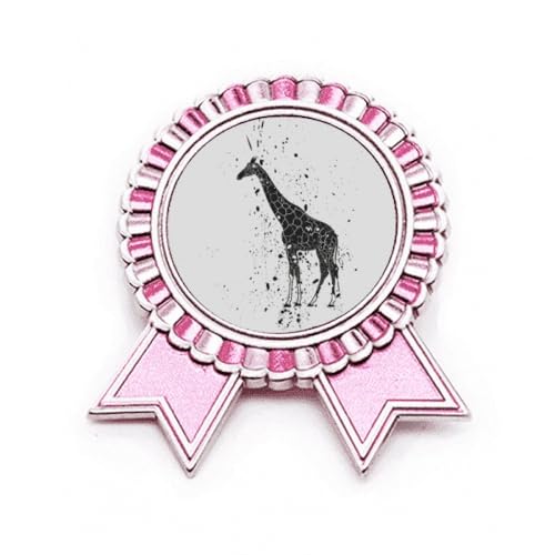 Broche girafe en métal gris taille M au motif animal de dessin animé