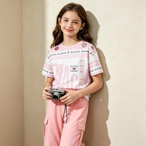 Image of Girls Clothes 2 Piece Short Sleeve T-Shirt Tops & Camo Pants Spring Summer Casual Outfits for Teen Tween Girl 7-14Y