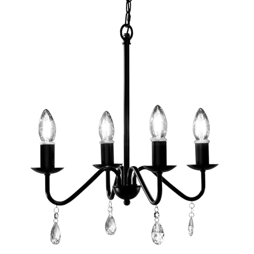 Image of Outdoor 12V Plug-in 4-Light Farmhouse Chandelier, Curved Arm