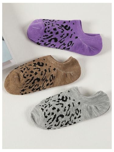 Image of WDIRARA Women's 6 Pairs Leopard Print Low Cut Socks No Show Socks