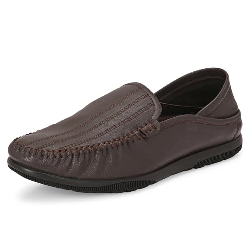 Image of Blue Leather by Centrino Genuine Leather Slip-On Men's Formal Shoe |Stylish with Soft Cushioned Insole |Trendy Non Lace-Up Design |Durable Leather with Anti-Skid Sole | Perfect for Formal Wear (4033)