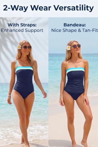 Image of Daci Women Strapless Tankini Tummy Control 2 Piece Bandeau Swimsuit