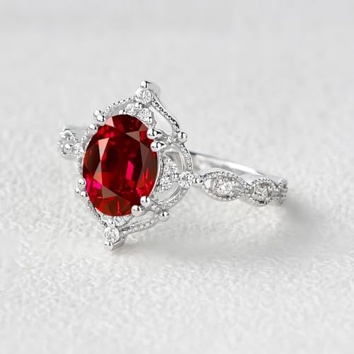 YDD 1.5ct Oval Shaped Gemstone Rings Art Deco Gemstone and Moissanite Engagement Ring 10K 14K 18K White/Yellow/Rose Gold Gemstone Engagement Ring for Women Vintage Wedding Anniversary Ring4