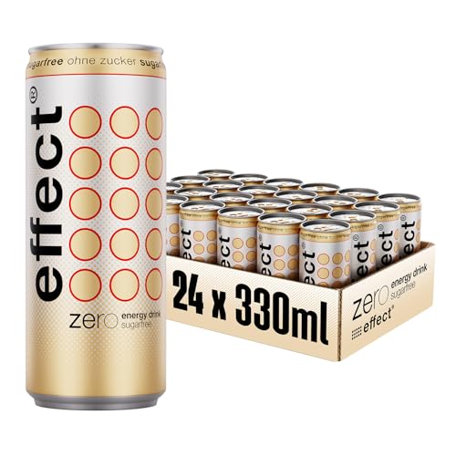 effect Energy Drink ZERO SUGAR – Tray mit 24 x 330 ml Energy Dosen Einweg, Koffeinhaltiges Erfrischungsgetränk ohne Zucker mit B-Vitaminen – einzigartig & erfrischender Geschmack, vegan