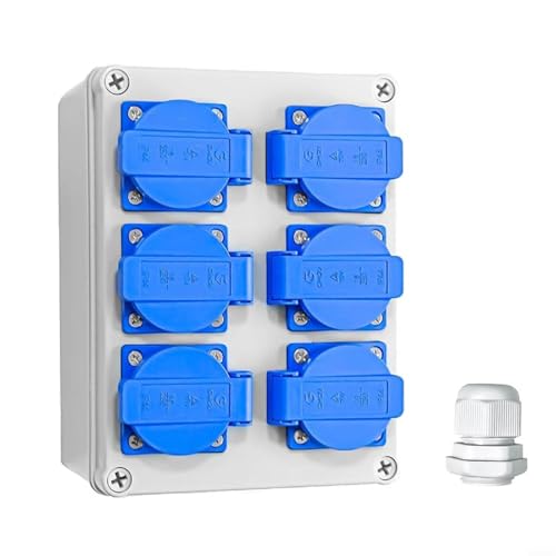 Distribuidor de corriente para construcción IP44 exterior con 6 enchufes Schuko 230 V 16 A gris 6