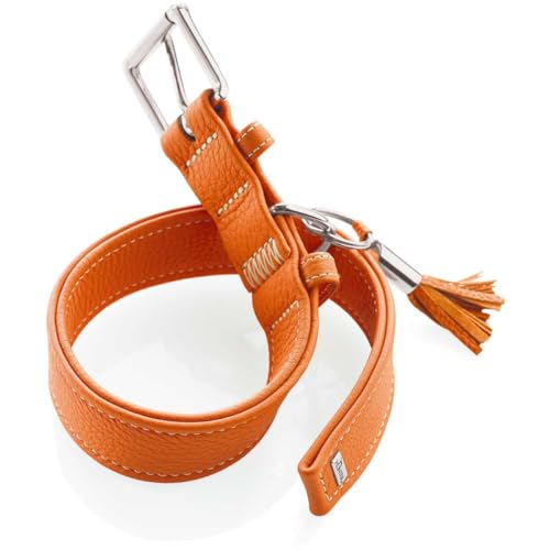 HUNTER CANNES Hundehalsband, Leder, Nappaleder, weich, edel, elegant, 50 (S-M), orange
