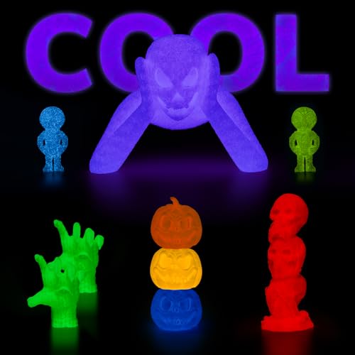 Image of AMOLEN 3D PLA Printer Filament, 1.75mm Glow in The Dark Blue Purple PLA Filament for 3D Printing, Best with UV Lamps, 1kg Spool (2.2lbs), Dimensional Accuracy + /- 0.02 mm, Fit Most FDM 3D Printers