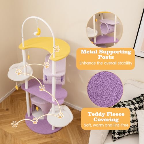 Torre para gatos multi-nivel 62 pulgadas con base redonda miniatura 6