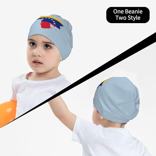 Flag map of Venezuela Children Hip Hop Knitted Hat Kids Elastic Leisure Knit Cap Warm Sleep Beanies Black4