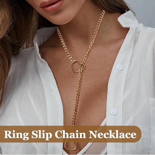 AstraGlam Choker Kette Damen Aus Edelstahl, 70 cm Rutschfeste Slip Chain Gold, Punk Gothic Stil, Vielseitiges Accessoire Für Partys Und Alltag
