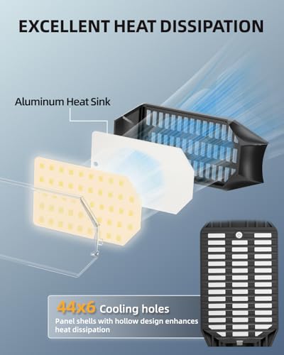 Image of Adiding LED Garage Light Rotatable, Bright Basement Shop Ceiling Bay Lighting Fixture w / 6 Adjustable Panels Screw in E26 E27 Bulb Base for Attic, Shed, Warehouse, Home Gym, Utility, Workshop