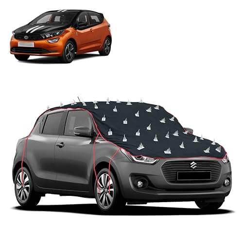 Image of Dog Protection Spike Car Cover for Altroz Bonnet to Roof Easy Installation with 4 Elastic Hook Strap | Anti-Scratch Soft Cotton Inner | Complete Protection from Street Dogs & Monkeys
