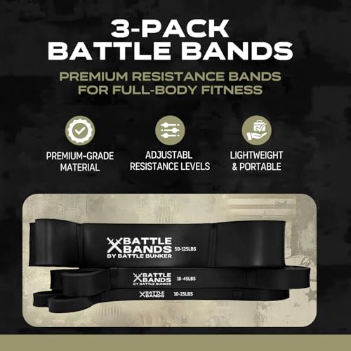 Image of Battle Bands Resistance Bands - Pull Up Assistance Bands & Stretch Bands for Exercise - Heavy Duty Workout Resistance Bands Set for Strength Training, Powerlifting, Home Gym & Stretching - Men & Women