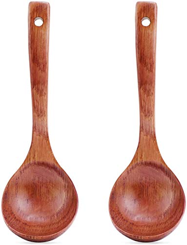 VICMAT 2 Pack Suppenkelle aus Holz, Suppenlöffel aus Naturholz, Breiflöffel, Länge ca. 18cm