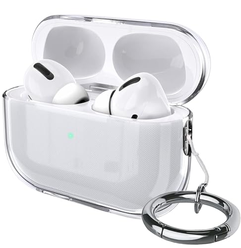 USTIYA Capa para AirPods Pro 2ª geração 2022 capa protetora transparente chaveiro proteção sem fio funda de carregamento (claro) (Transparente)