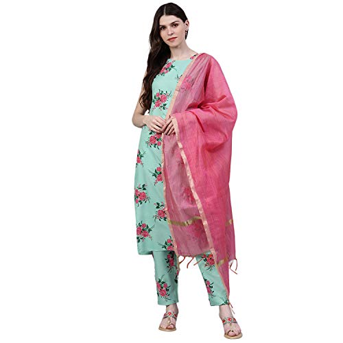 Image of Stylum Women's Printed Rayon Straight Kurta Pant Dupatta Set