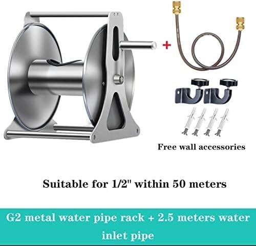 Carrete de Manguera de Acero Inoxidable for Montaje en Pared, Soporte portátil de Metal for mangueras de jardín, Soporte for tuberías de Agua(B G2)