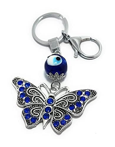cellfie enterprises Cellfie Premium Metal Cute Butterfly Evil Eye Keychain Or Keyring to Protect Your Love One’s from Negative Energy-picture-57