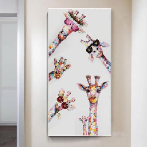 Affiche girafe graffiti coloré KEBIA 60x120 cm art mural moderne sans cadre pour salon
