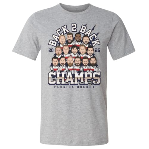 500 LEVEL Florida Panthers 2025 Back to Back Stanley Cup Champs Shirt (Heather Gray, X-Large)