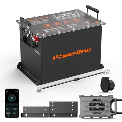 48V 100Ah Lithium Golf Cart Battery, 48V 100Ah LiFePO4 Battery, Built-in Max 300A BMS, with LCD Monitor & Mobile APP & 48V 15A Lithium Battery Charger, 4000+ Cycles, Perfect for Golf Carts