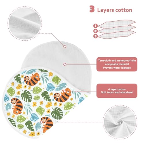 2 Pack Muslin Burp Cloths Chameleon Tropical Cotton Baby Burp Cloths Extra Absorbent and Soft Burping Cloth for Baby Boys Girls, Large 22" x 11"3