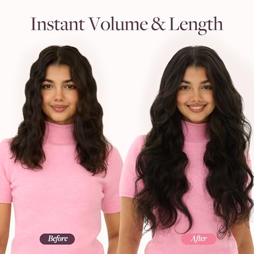 Image of GOO GOO Sew in Hair Extensions Real Human Hair, Micro Beaded Weft Hair Extensions Human Hair, 4 /27 /4 Balayage Chocolate Brown to Caramel Blonde 16 Inch 90g, Natural Volume
