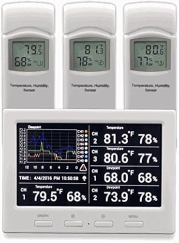 Image of Ambient Weather WS-3000-X3 Thermo-Hygrometer Wireless Monitor w / 3 Remote Sensors - Logging, Graphing, Alarming, Radio Controlled Clock
