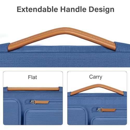 Image of MOSISO 360 Protective Laptop Case 16 inch, 15-15.6 inch Laptop Sleeve Compatible with MacBook Pro 16, HP, Acer, Dell, Lenovo, ASUS, Side Open Carrying Case with 4 Zipper Pockets&Handle, Cadet Blue