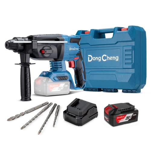 DongCheng 20V Max bürstenloser Bohrhammer Akku Schlagbohrmaschine Schlagenergie 2,7 J mit 4 SDS Plus Wechselfutter, 4 Ah Batterie und 2 A Ladegerät DCZC04-24 (EA-03)