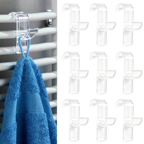 anyuan boy 10 Stück Haken für Rundheizkörper, Handtuchhalter Heizkörper Handtuchhaken Transparent Haken Heizung Badheizkörper für alle Standard Heizkörper