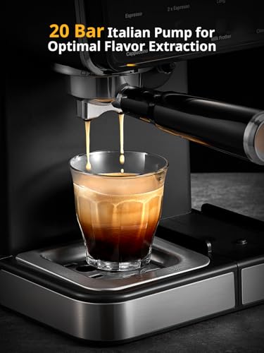 Miniatura 2 de Yabano Máquina De Café Espresso, 20 Bares, Con Espumador De Leche Automático De 500 Ml, 6 Bebidas, Pantalla Táctil A Color, Depósito De Agua De 1,5 L, Cafetera Capuchino Y Latte, 1450 W