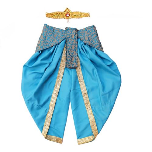 Image of Krishna Dress for Baby Boy Kids(Dhoti,Patka,Mukut,Morpankh,Bansuri,Kamarband,Bajuband,Kundal) Little Krishna Ji Kanha Janmasthmi Costume