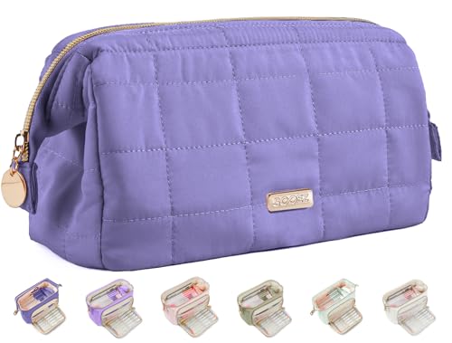 Image of Sooez Large Pencil Case Pouch, Soft Pencil Bag with Zipper, Pen Bag Wide Opening, School Supplies Cute Pencil Case for Girls Boy Men Women, Dark Purple