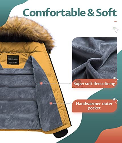 Image of CREATMO US Boy's Water Resistant Winter Coats Warm Fleece Lined Outwear Windbreaker Ski Jacket