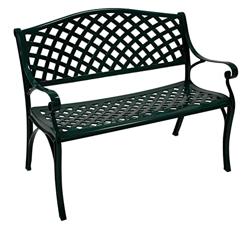 DEGAMO Gartenbank Parkbank Oxford 2-sitzer aus Aluguss, Farbe dunkelgrün, wetterfest